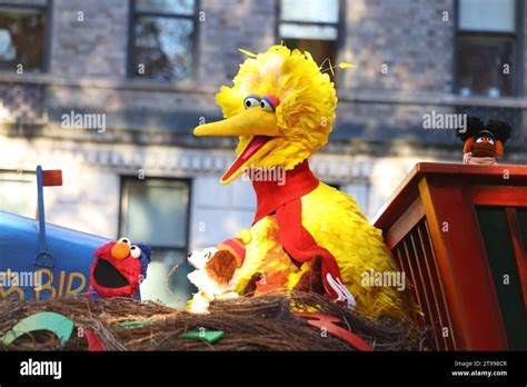 The 1-2-3 Sesame Street float heads down the parade route during The 97th Macy's Thanksgiving ...