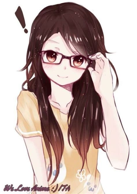 Anime girl with glasses, brown eyes, and brown hair. Manga Anime, Manga Girl, Anime Chibi, Anime ...