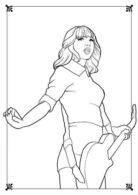 Taylor Swift is Playing Guitar coloring page - Download, Print or Color ...