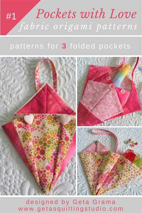 Fabric Origami Bag Patterns- sew fun origami folded pockets.