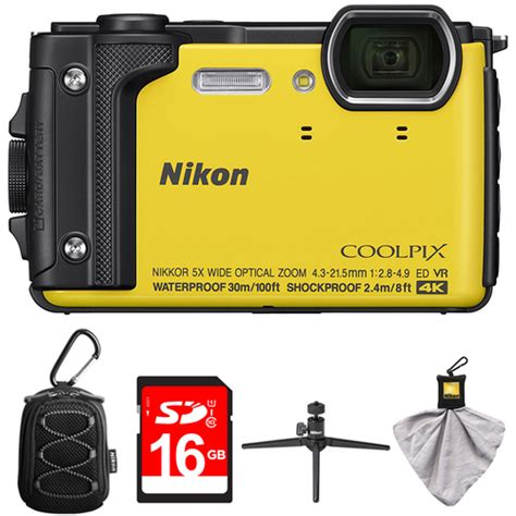 Nikon COOLPIX W300 16MP Waterproof Digital Camera Yellow with 16GB Card ...