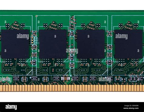 Partially view of SDRAM DDR PC memory module. Close-up. Isolated on ...