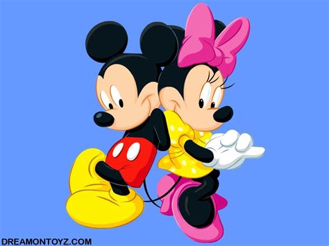 Baby Mickey and Minnie Mouse | Cartoon wallpaper of Mickey Mouse with Minnie Mouse on blue ...