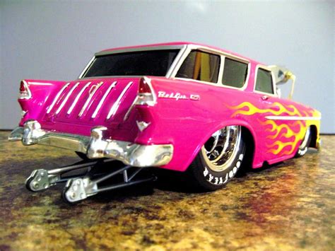 Muscle Machines 1/18 Slammed 55 Chevy Nomad w/ Goodyear Eagles & Wheelie Bars | #1832705655