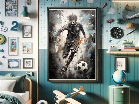 Graffiti Wall Art Football Poster Soccer Wall Art Prints Boys Bedroom Decor Gift for Soccer Teen ...