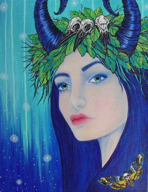 Pagan art woman painting on canvas witch of the woods art | Etsy