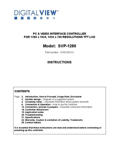 Manual DigitalView SVP-1280 | PDF | Display Resolution | Video