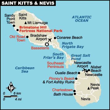 Saint Kitts & Nevis map CARIBBEAN – Country map of Saint Kitts & Nevis