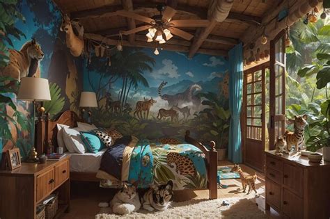 Premium AI Image | Jungle Safari Kids Bedroom Wild Imaginations