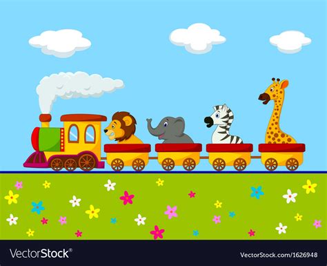 Animal train cartoon Royalty Free Vector Image