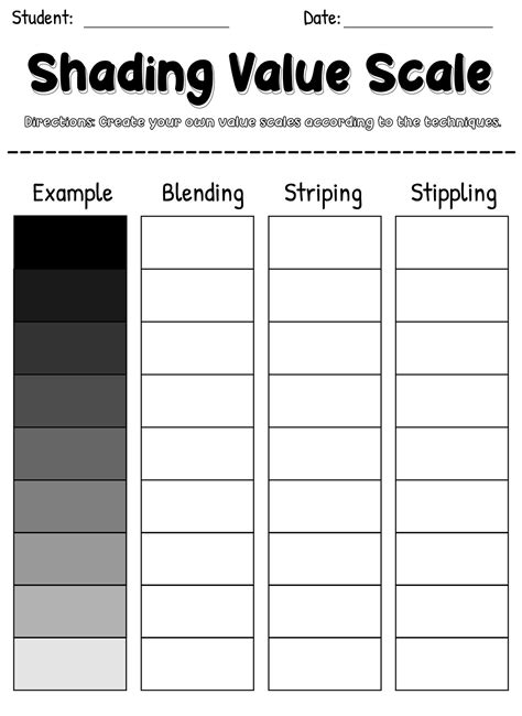 Value Shading Worksheet - Printable Word Searches