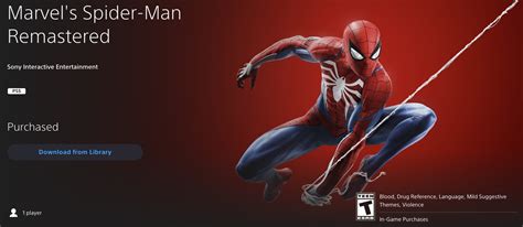 Spider-Man Remastered Is Available Standalone For $40, Shows Up As ...