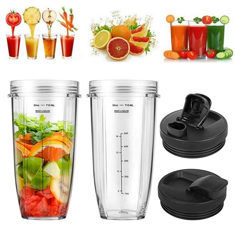 Yanerim Blender Replacement Parts for Ninja 24oz Cups with Lids 7 Fins ...