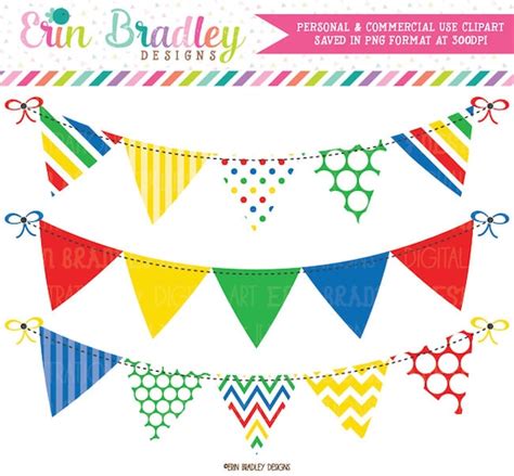 Primary Colors Bunting Clipart Graphics Instant Download Bunting Clip Art Red Yellow Green ...