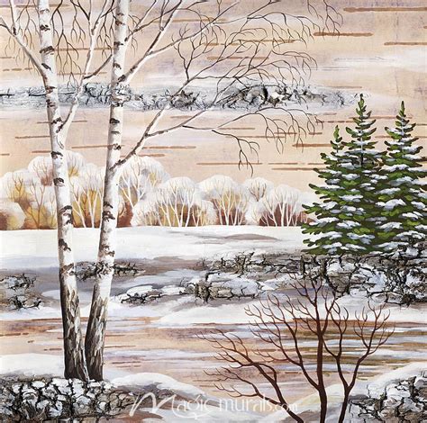 Birch in Winter Snow Wallpaper Mural by Magic Murals