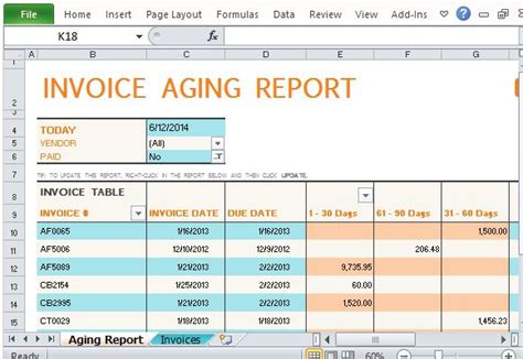 Track Accounts Receivable With Invoice Aging Report Template For Excel