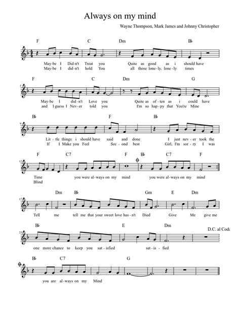 always on my mind Sheet music for Piano (Solo) | Musescore.com