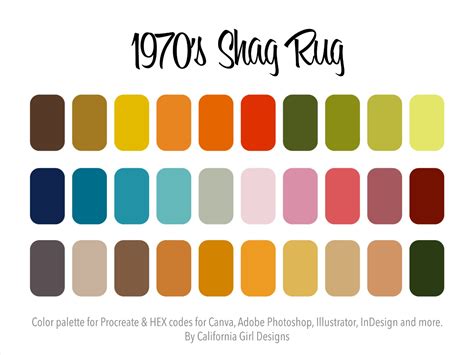 the 1970's color scheme is shown in different colors
