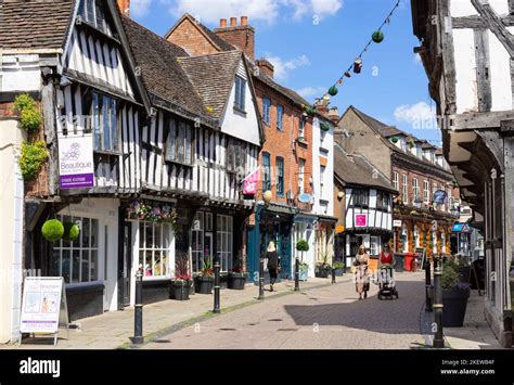 Worcester Friar street shops and businesses on the old Half timbered street in Worcester city ...