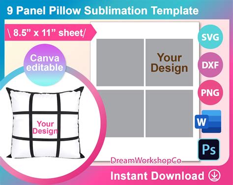 Pillow Sublimation Template Sublimation Template SVG DXF - Etsy