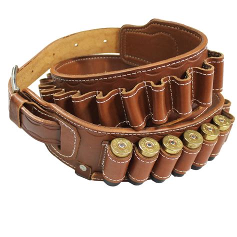 YT HOBBY Bandolier Shotgun 12/16/20 Gauge Cartridges Belt Real Leather Ammunition Holder for ...