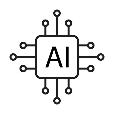 Artificial intelligence AI processor chip vector icon symbol for ...