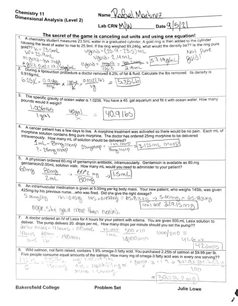 Dimensional analysis 2 lab worksheet - CHEM B2A - Studocu