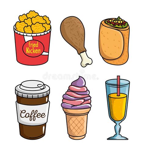 Fast food stickers pop art stock vector. Illustration of icon - 109163013