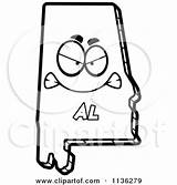 Cartoon Clipart Of An Outlined Mad Alabama State Character  Black And sketch template