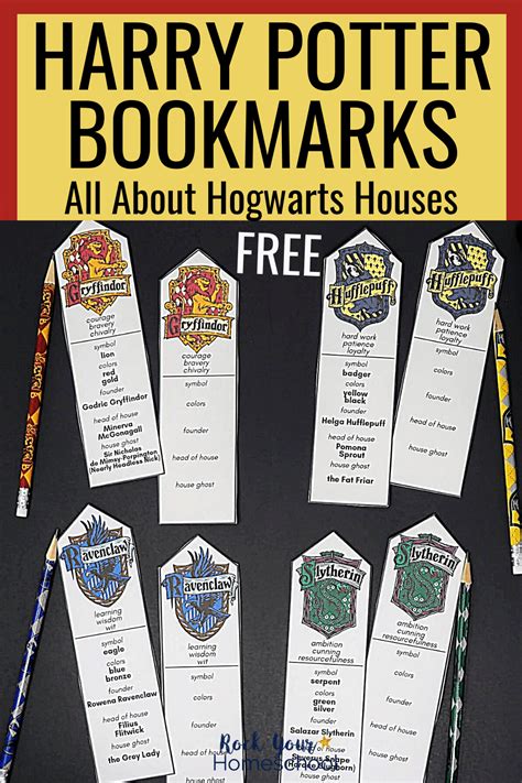 Harry Potter Bookmarks for Fun with Hogwarts Houses (Free Printable) | Harry potter classroom ...