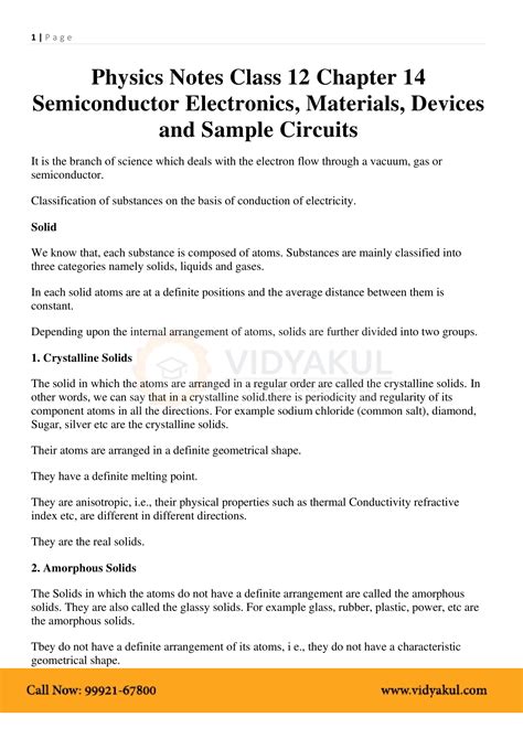 Class 12th Physics Semiconductor Electronics: Materials NCERT Notes ...