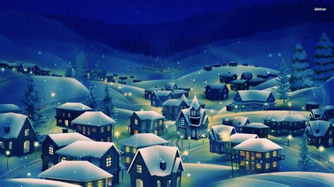 Snowy Village Wallpaper - WallpaperSafari