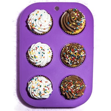 Muffin Cupcake Quiche Pan, 6-cup (Set of 2) 100% Food Grade Nonstick Silicone Bakeware by Happy ...