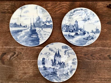 Set of 3 Delft Blue Decorative Plates Vintage Holland Wall Decor, Delft ...