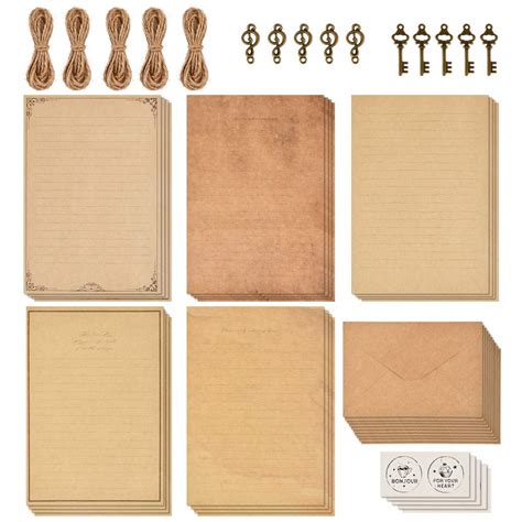 Buy OFNMY 5 Sets of Vintage Stationary Paper + Envelopes, Writing ...