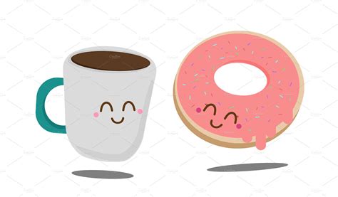 Coffee and Donut vector illustration | Custom-Designed Illustrations ~ Creative Market