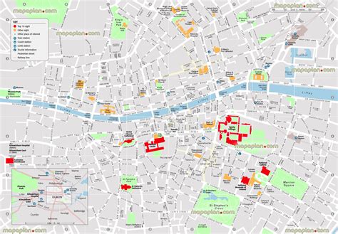 Dublin map - Dublin, Ireland city center points of interest - Public ...