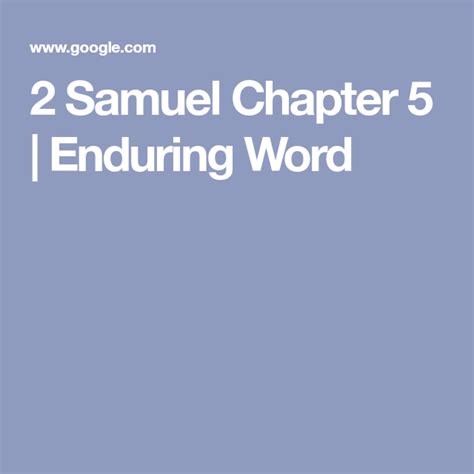 2 Samuel Chapter 5 in 2020 | 2 samuel, Samuel, Bible commentary