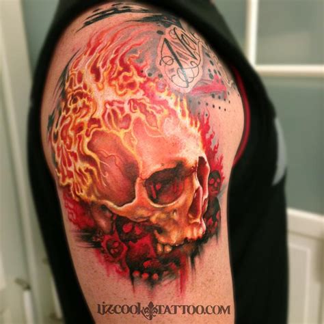 Burning Skull by Liz Cook: TattooNOW