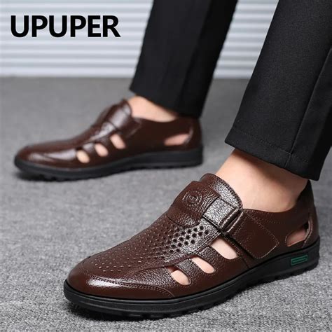 UPUPER 2019 Summer Mature Men Sandals Leather Sandals Men Leather ...