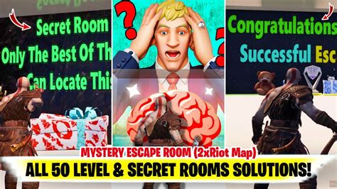 Fortnite MYSTERY ESCAPE ROOM (All 50 Level & 2 Secret Rooms Solutions) | 2x Riot Mystery Escape ...