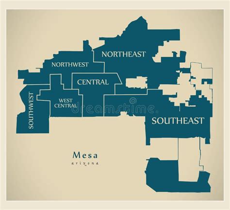 Modern City Map - Mesa Arizona City of the USA with Neighborhood Stock ...