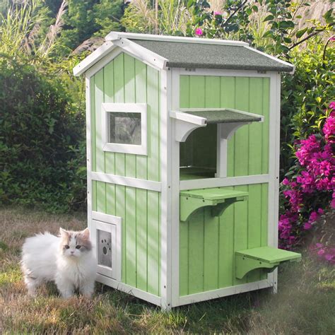 Aivituvin Catio Outdoor Cat Enclosure, 5-Platform Cat House Outdoor with Asphalt Roof, Wooden ...