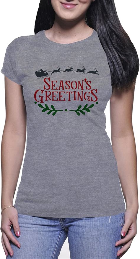 Seasons Greetings Women White T-Shirt : Amazon.co.uk: Clothing