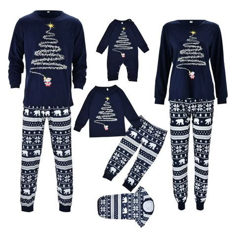 Family Matching Christmas Pajamas Christmas Letter Print Blouse Tops And Pants Long Sleeve Mom ...