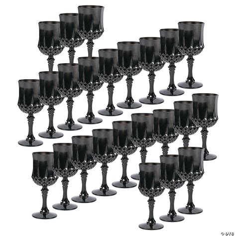 Bulk Black Patterned Plastic Wine Glasses - 48 Ct. | Oriental Trading