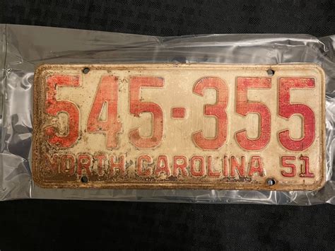 1951 North Carolina License Plate - Etsy