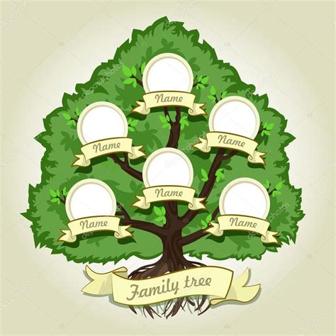 Genealogical family tree on gray background. Family tree in vintage style. Concept illustration ...