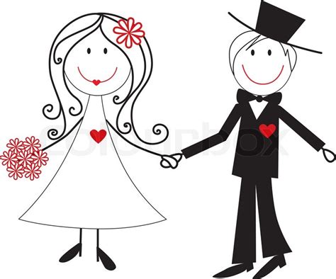 Cartoon Wedding Couple Illustration | Stock Vector | Colourbox