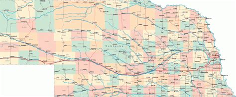 Large Detailed Tourist Map Of Nebraska With Cities And Towns - Printable Road Map Of Nebraska ...